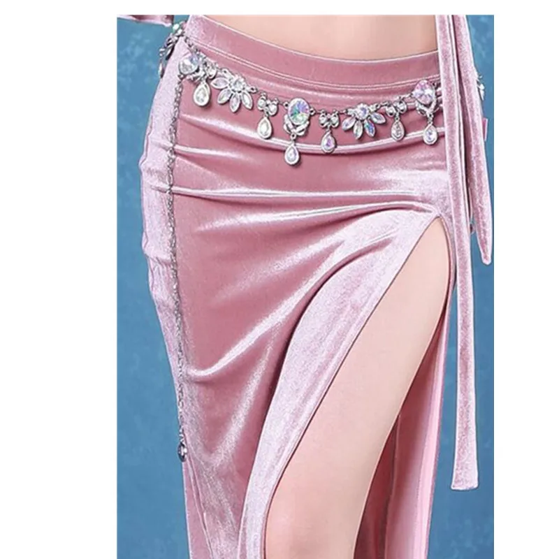 

Lady Belly Dance Drill Chain Girls Waist Chain Petal Water Drop Chain Belly Dance Suit Rhinestone Waists Belt D17
