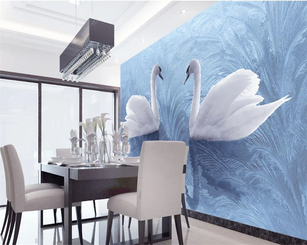 Beibehang 3D wallpaper background modern swan reed fabric art murals living room large painting home decoration photo wallpaper