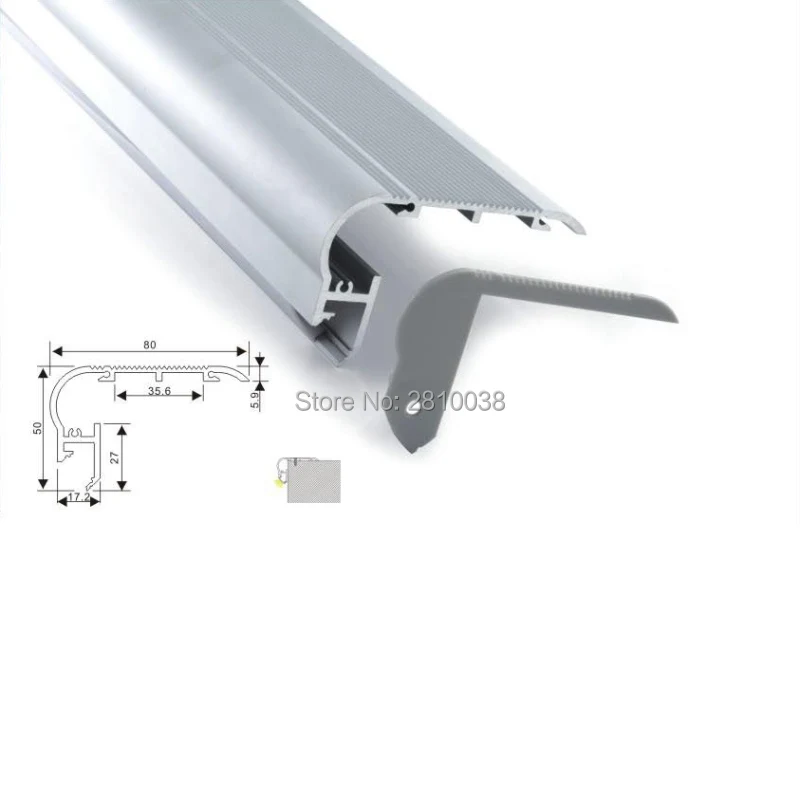 10 X 1M sets/Lot Anodized silver LED profile aluminium and AL6063 Extruded Aluminium profile led for step stairs lighting