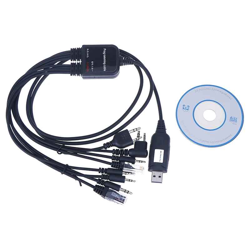 8 in 1 Computer USB Programming Cable for kenwood For baofeng motorola yaesu for icom Handy walkie talkie car radio CD Software