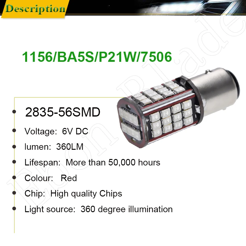 2 x 1156 BA15S P21W Car Styling Led Light 56smd Auto Motorcycle Backup Reverse Tail Turn Signal Bulb Lamp White Red Yellow 6V DC