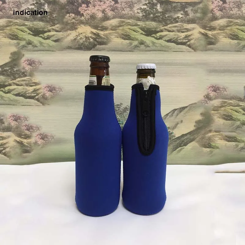 

100pcs//lot Blue Neoprene Beer Bottle Stubbies Beer Cooler Bag Beverage Sleeve Cover Ice Bag For Picnic Bar Restaurant Party