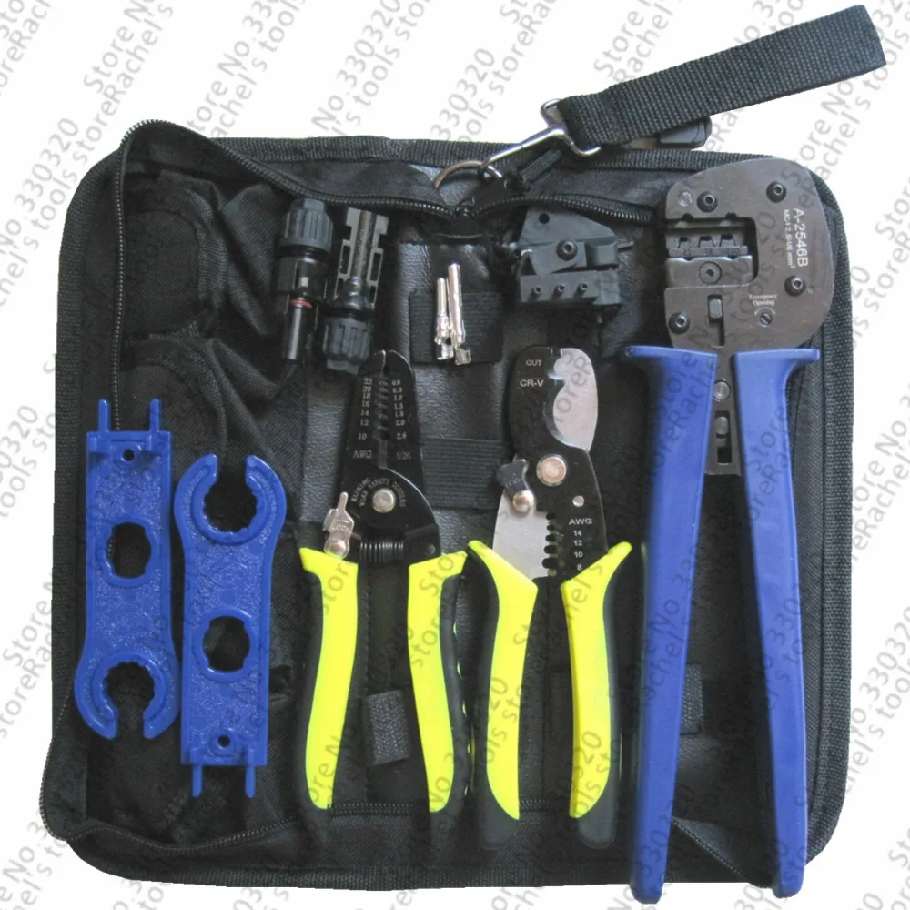 

Crimping tool kit multifunctional solar tool set with cable stripping tool wire cutter solar connector and spanner