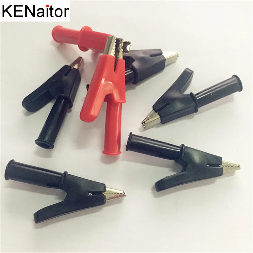 Alligator Clip crocodile electrical Clamp hot DIY 2PCS Metal 15A  FOR Testing Probe Meter 55MM Black and red Plastic Boot