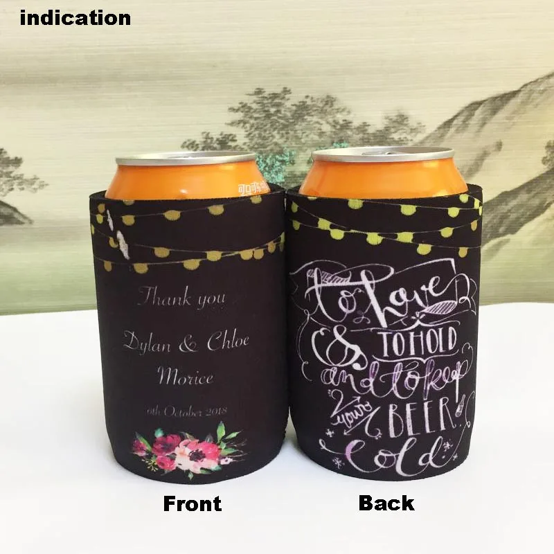 100pcs Sublimation Neoprene Can Coolers Stubby Holder Custom Design For Wine Cooler For Wine Beer Food And Cans Wedding Gift