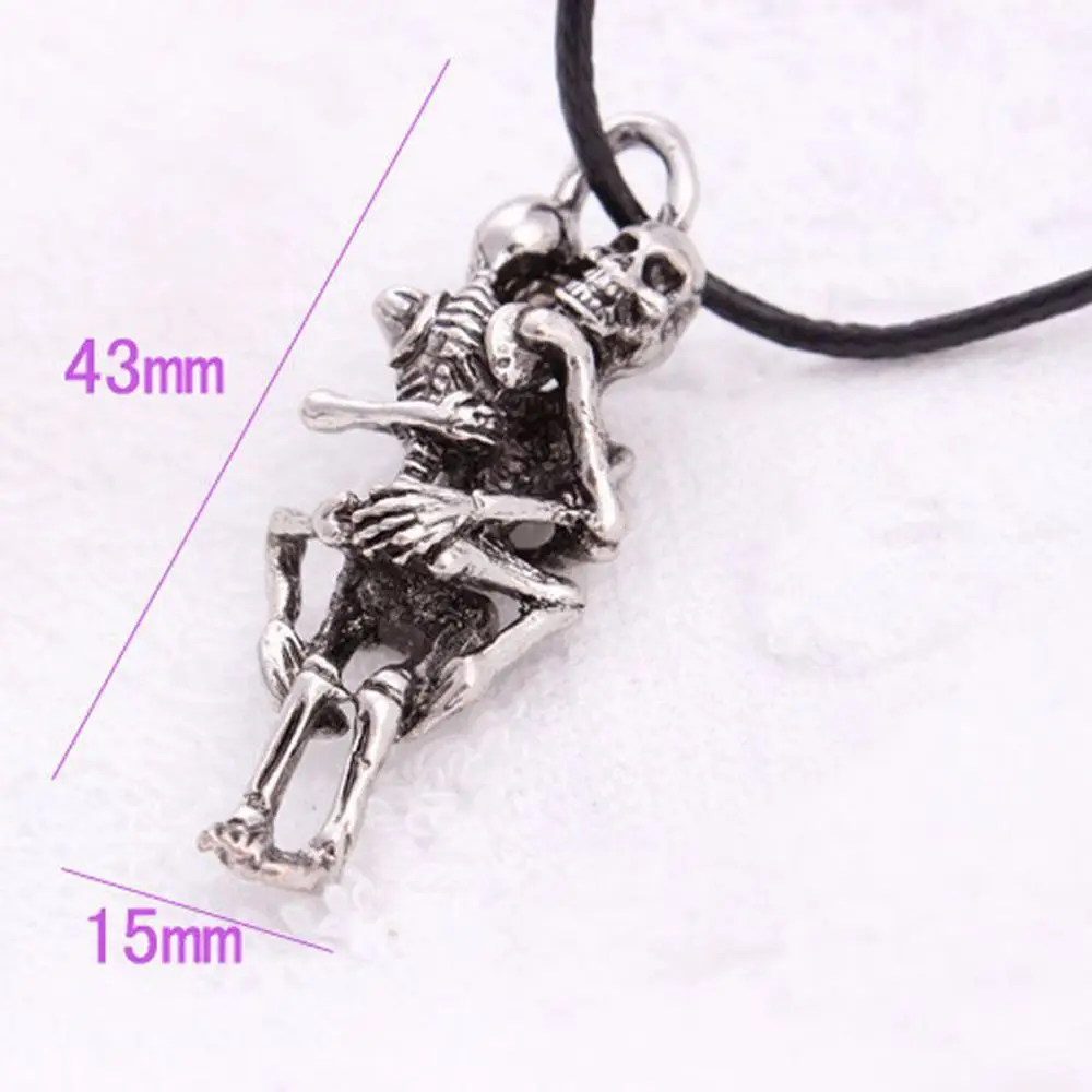 Stainless Steel Double Skull Pendant Chain Cross Necklace Men's Fashion Wild Black Jewelry New Arrival