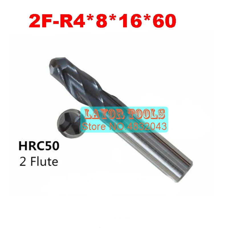 

2017 фрезерные Фрезы с ЧПУ 2f-r4.0*8*16*60, hrc50, карбидные концевые фрезы, карбидные квадратные плоские фрезы, покрытие: нано, Заводская розетка