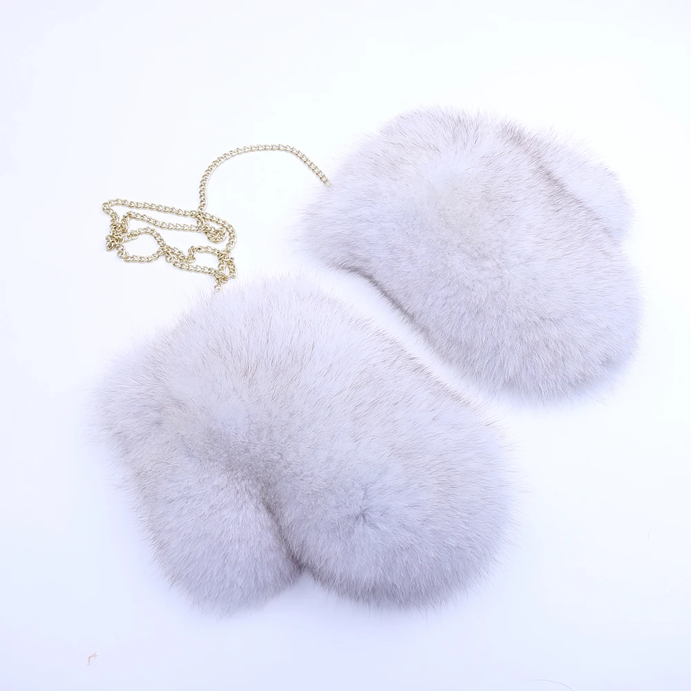 

Women's Fox Fur Gloves Mittens Female Gloves Lined New Genuine Leather Glove Russian Removable Chain Fox Fur White Glove Winter