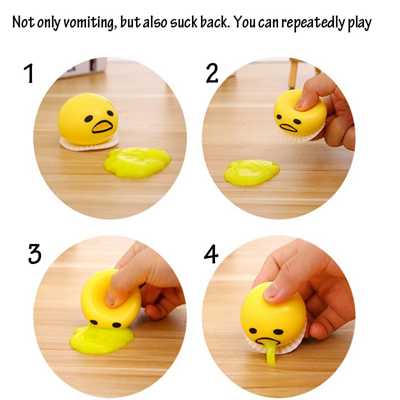 Nieuwigheid Gag Speelgoed Bananasplit Anti Stress Braken Eigeel Lui Brother Fun Gadget Geperst Smiley Gezicht Creative Gift