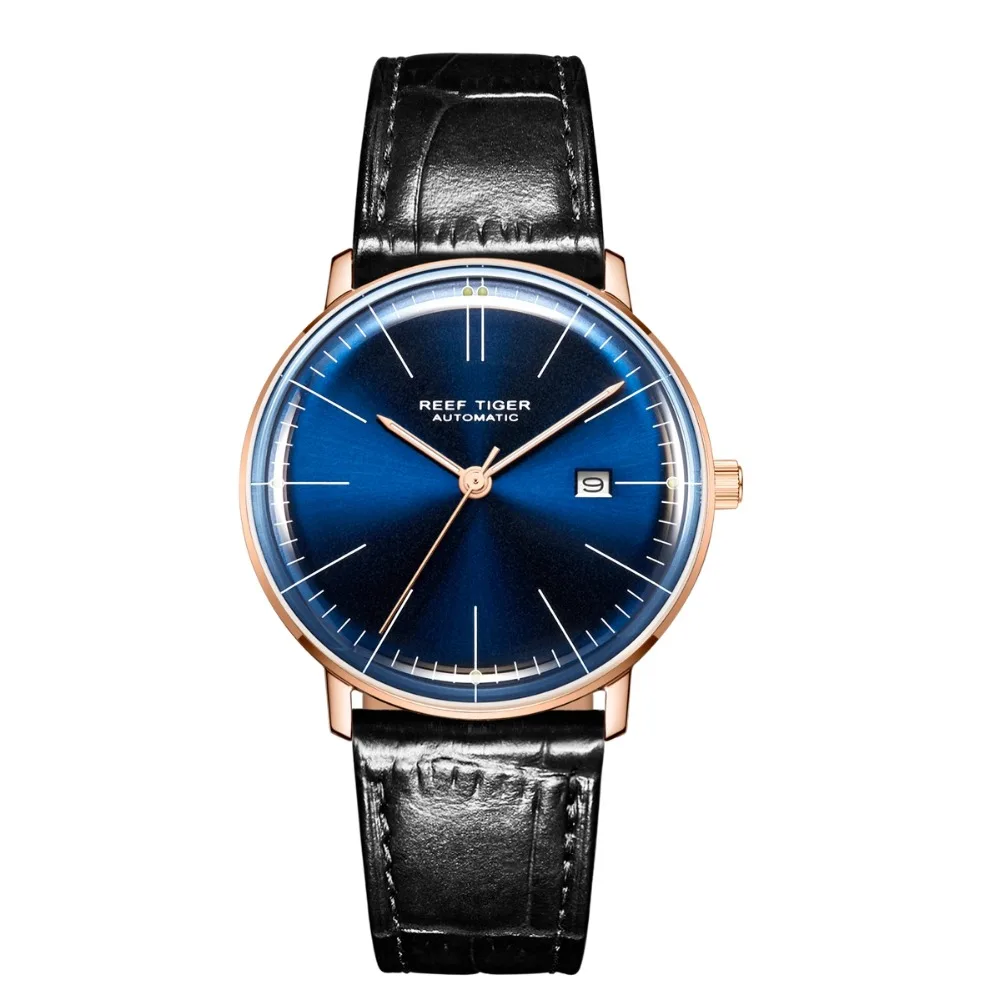 Reef Tiger Classic Serier RGA8215 Men Fashion Business Dress Ultra Thin Automatic Self-wind Mechanical Wrist Watch - Rosegold