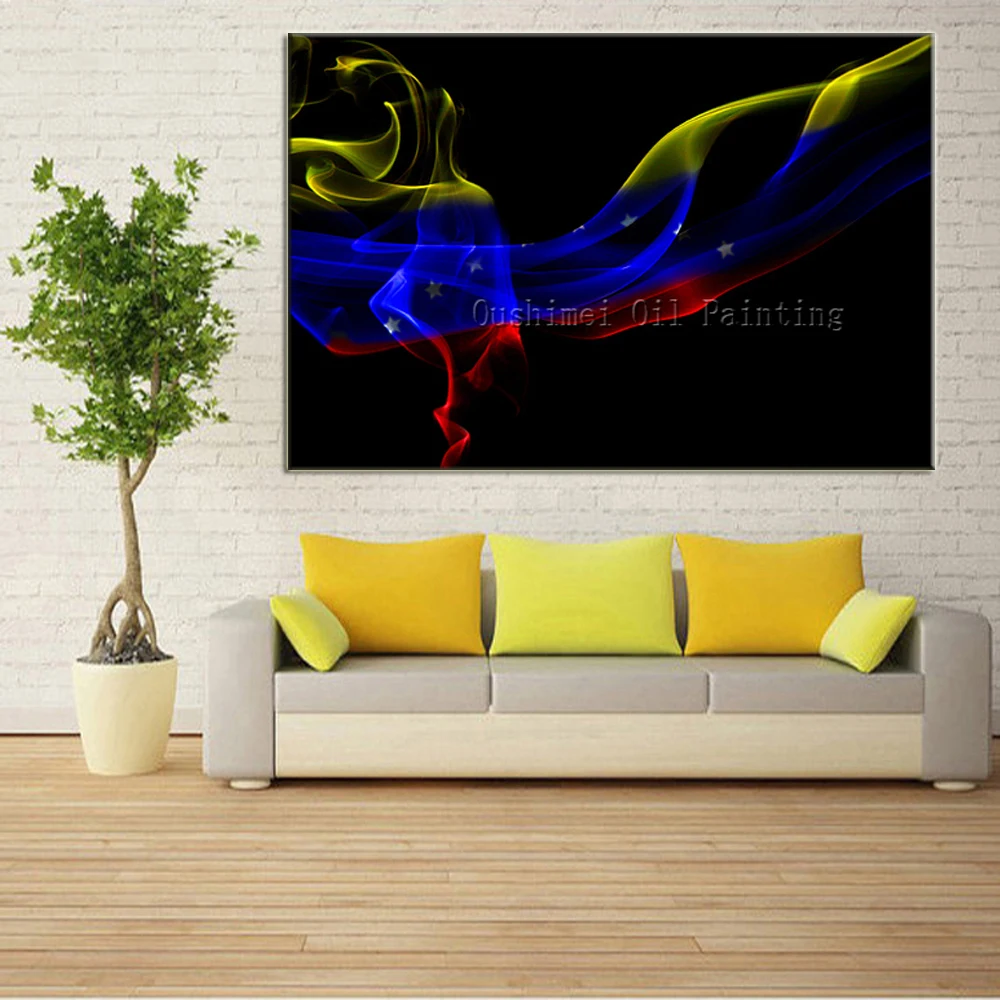 Hand Painted Abstract Black Oil Painting Hang Paintings Modern Colored Lines Landscape Wall Picture Home Decor Canvas Painting