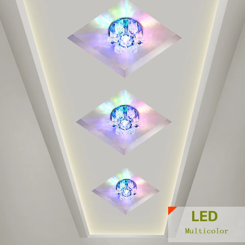 LAIMAIK Crystal LED Ceiling Light 3W 5W AC90-260V Modern Crystal Ceiling LED Light Aisle LED Ceiling Lighting for Living Room