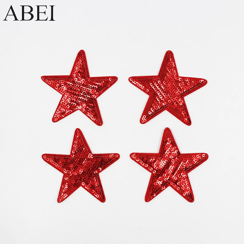 10pcs/lot Iron On Star Appliqued Embroidered Sequined Patches DIY Fabric Clothes Stickers Embellishment Handmade patchwork Badge