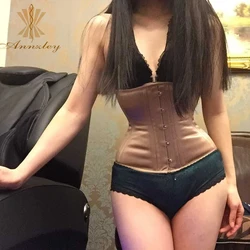 Annzley Real Silk Waist Trainning Corsets And Bustiers Women Underbust Corset 20 Steel Bones Short Waist Cincher Corset For Sale