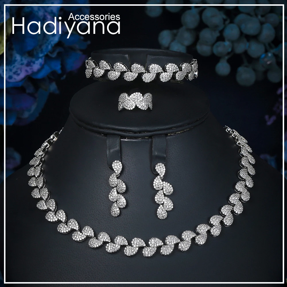 Hadiyana Luxury AAA Zircon Branch Design Jewelry Sets For Fashion Women Wedding Jewelry Accessories Set With Factory Price CN324