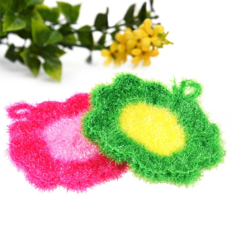 4PCS/LOT korea High Efficient Anti-grease Flower Shape Dish Cloth Acrylic Washing Towel Magic Kitchen Cleaning Wiping Rags