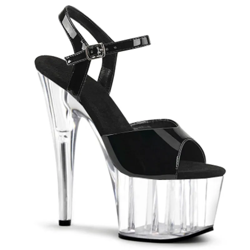 15 cm, high-heeled crystal sandals, sexy pole dancing shoes, thick-soled stage show dancing shoes