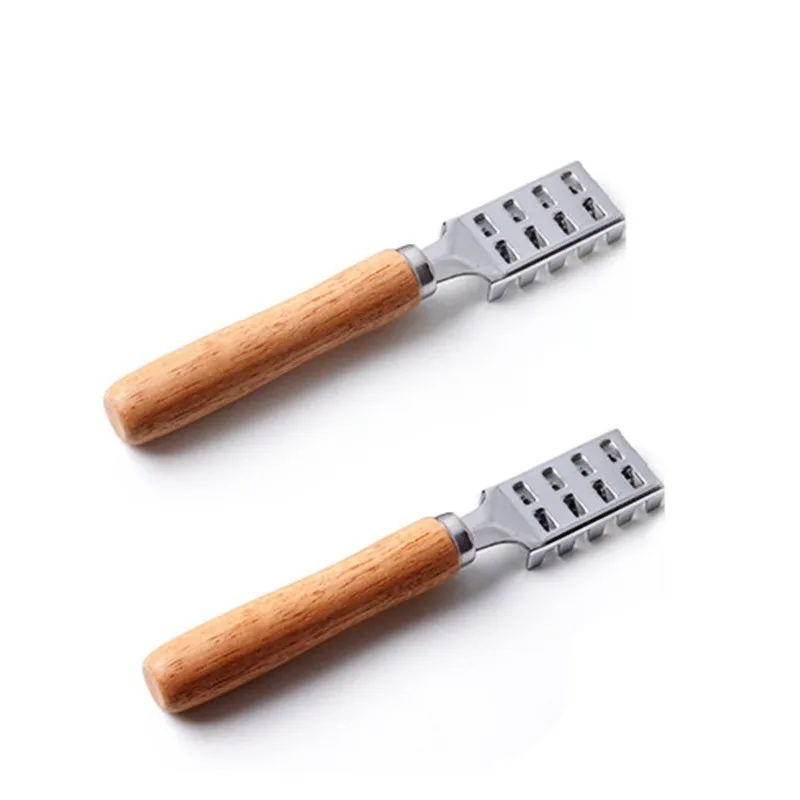 Kitchen accessories Wooden handle Fish scale Skin Brush Scraping Graters Fast Remove Fish Cleaning planing Scraper Kitchen Tool