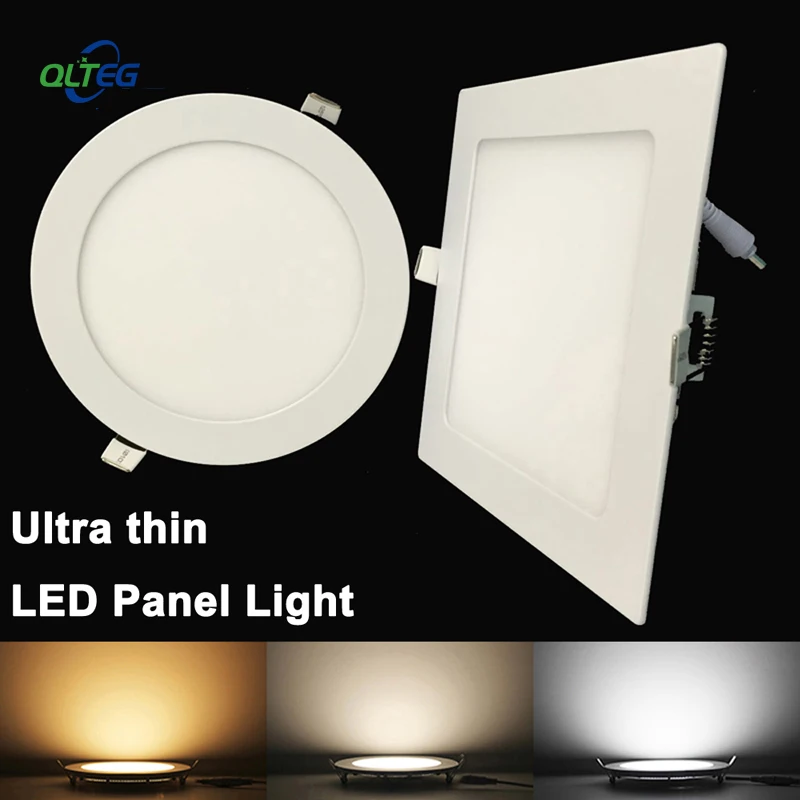 

Ultra Thin LED Panel Downlight 3W 6W 9W 12W15W 18W Round/ Square LED Ceiling Recessed Light AC85-265V LED Panel Light bulb