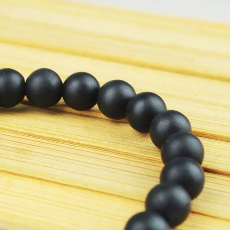 Natural black bian stone beads bracelet fashion women 8MM black round beads stone bracelet jewelry gifts