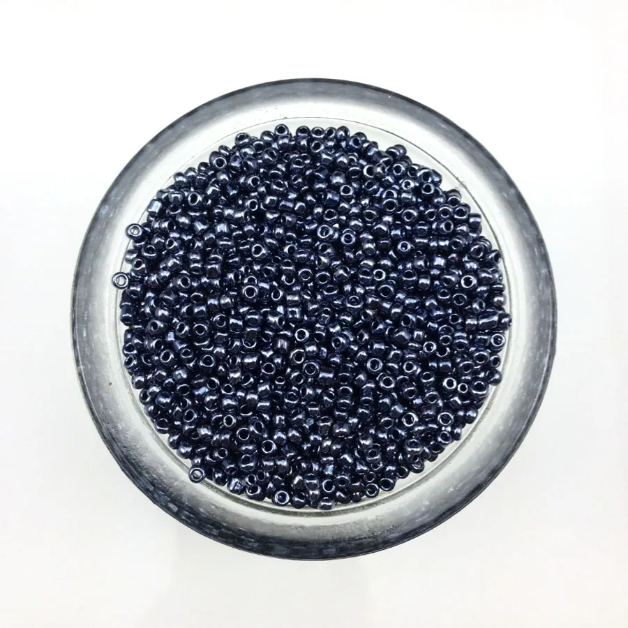 16g 1000pcs 2mm 12/0 Navy Blue Metal Color Round Loose Spacer Beads Cezch Glass Seed Beads Handmade Jewelry DIY Garment Bead