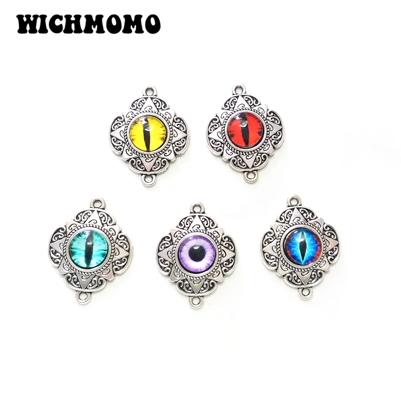 

New 30mm 5pcs Zinc Alloy Flower Inlay Acrylic Eyes Porous Connector Charms Linker for DIY Necklace Earring Jewelry Accessories