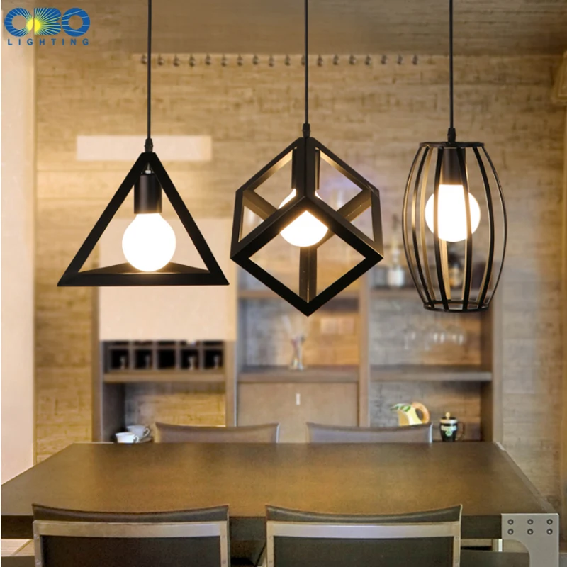 Pendant Lights Bar Vintage Iron Black/White Painted Shop/Dining Room Pendant Lamp Indoor Dropping E27 Lamp Holder 110-240V