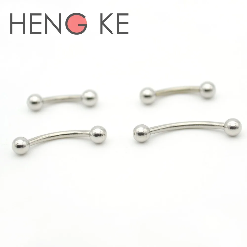 Surgical Steel Eyebrow Ring Bars Curved 1.2mm Barbell 6mm 8mm 10 12 14 16 Body Piercing Jewelry 16 Gauge Belly Bar