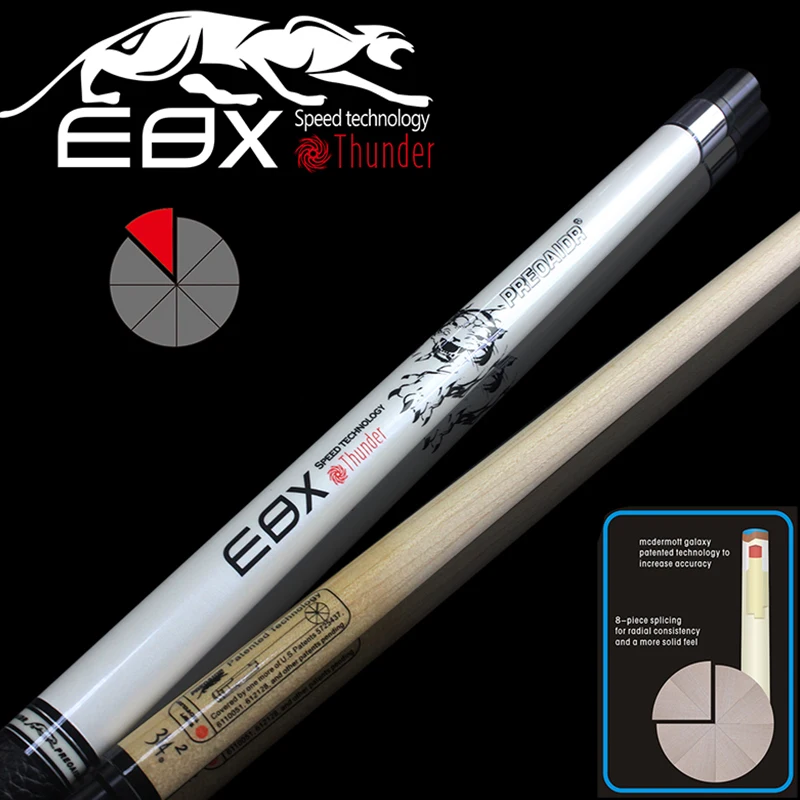 

New PREOAIDR E8X 8 Pieces Wood Laminated Technology Shaft 13mm 11.5mm 10mm Tip with Pool Cue Case Set Black White Color Leather