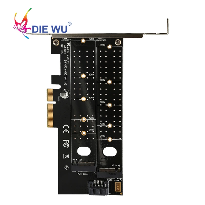 PCIe to M Key B Key SATA Port Expansion Converter Adapter PCI Express to M.2 NVMe SSD NGFF Riser Card Expansion Card TXB044