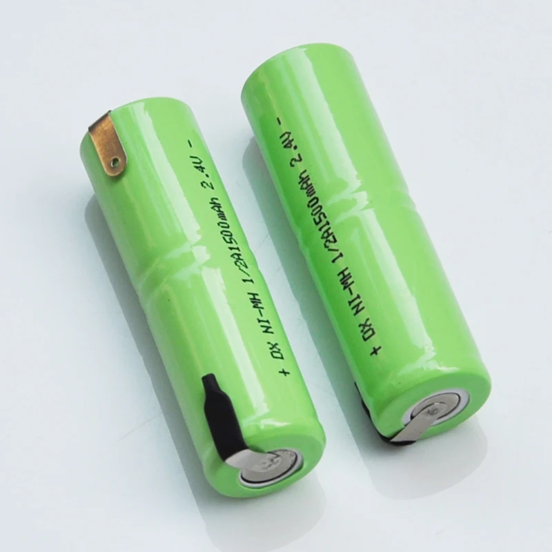 1-5PCS 1500mah 2.4V 1/2A ni-mh rechargeable battery pack 1/2 A nimh cell with welding tabs for electric shaver razor toothbrush