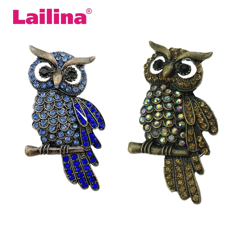 

10pcs/lot Hot sale Vintage Rhinestone Animal owl Brooch Pin hawk pin In Zinc Alloy