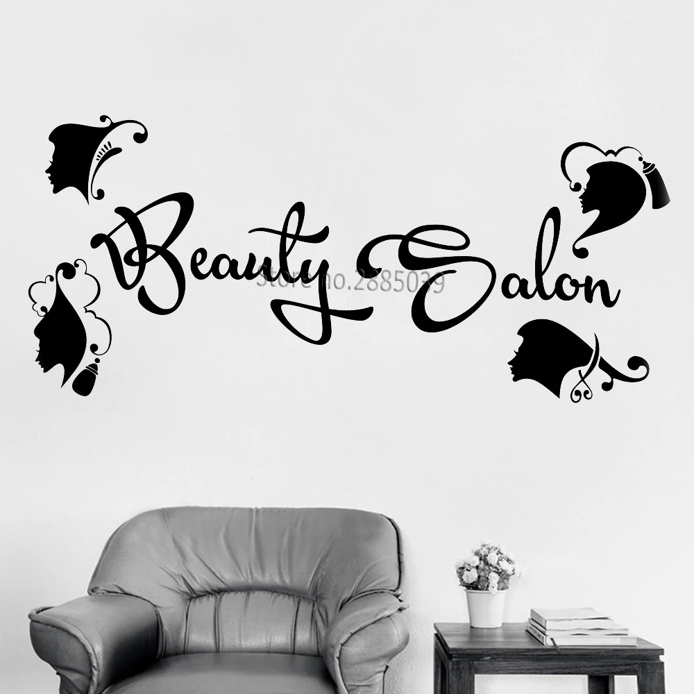 Fashion Design Vinyl Decal Hairdressing Beauty Salon Logo Signboard Barbershop Wall Stickers Art Shopwindow Decor RemovableLC996