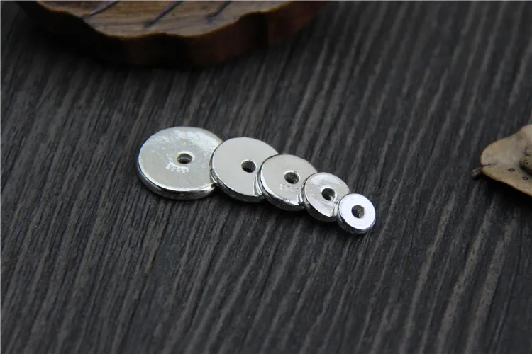 100% 925 Sterling Silver Flat Round Spacer Fit Bracelets Necklace 6mm 8mm 10mm 12mm 14mm Shim Pad Charm Beads DIY Jewelry Making