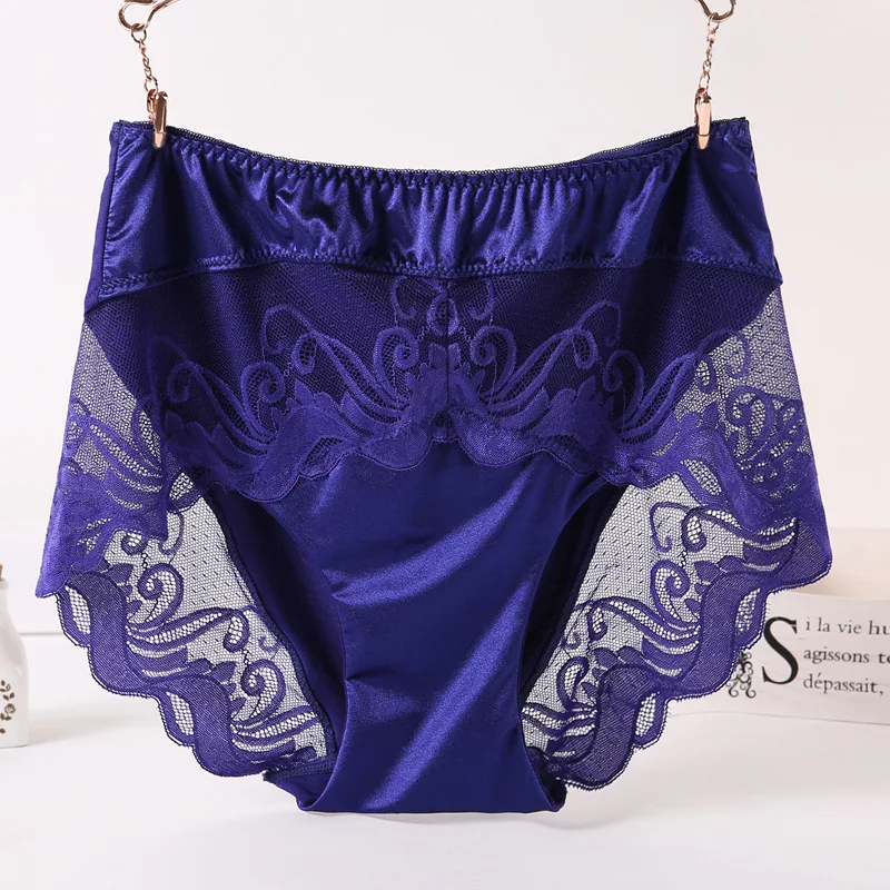 Di grandi Dimensioni Slip A Vita Alta Biancheria Intima Delle Donne Modale Sexy di Seta Trasparente di Grande Formato Del Merletto Mutandine e boxer Più Il Formato Lingerie Femminile 3XL