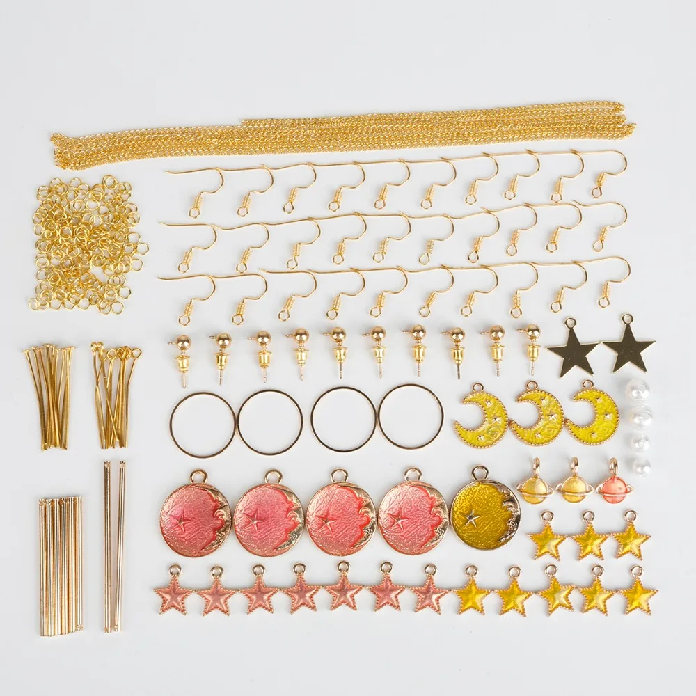 1 SET Earring Material Package ,Beads/Charms/Pins/Jump Rings/Hook/Ear Stud/Extend Chain Fit DIY Earring Accessories (10pair ear)