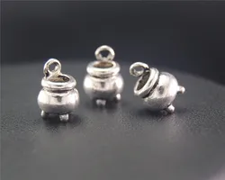 10pcs  Silver Color Hallowmas Witch Cauldron Cooking Pot Charm Pendant DIY Necklace Jewelry Findings 9X12mm A2032