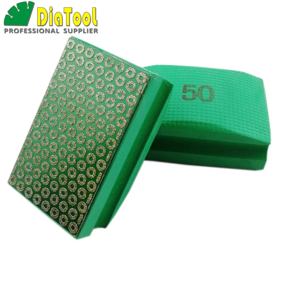 

DIATOOL 2pcs Electroplated Diamond Hand Pad 90X55MM Grit #50 Foam-backed Grinding Pads Polishing Block For Marble Granite