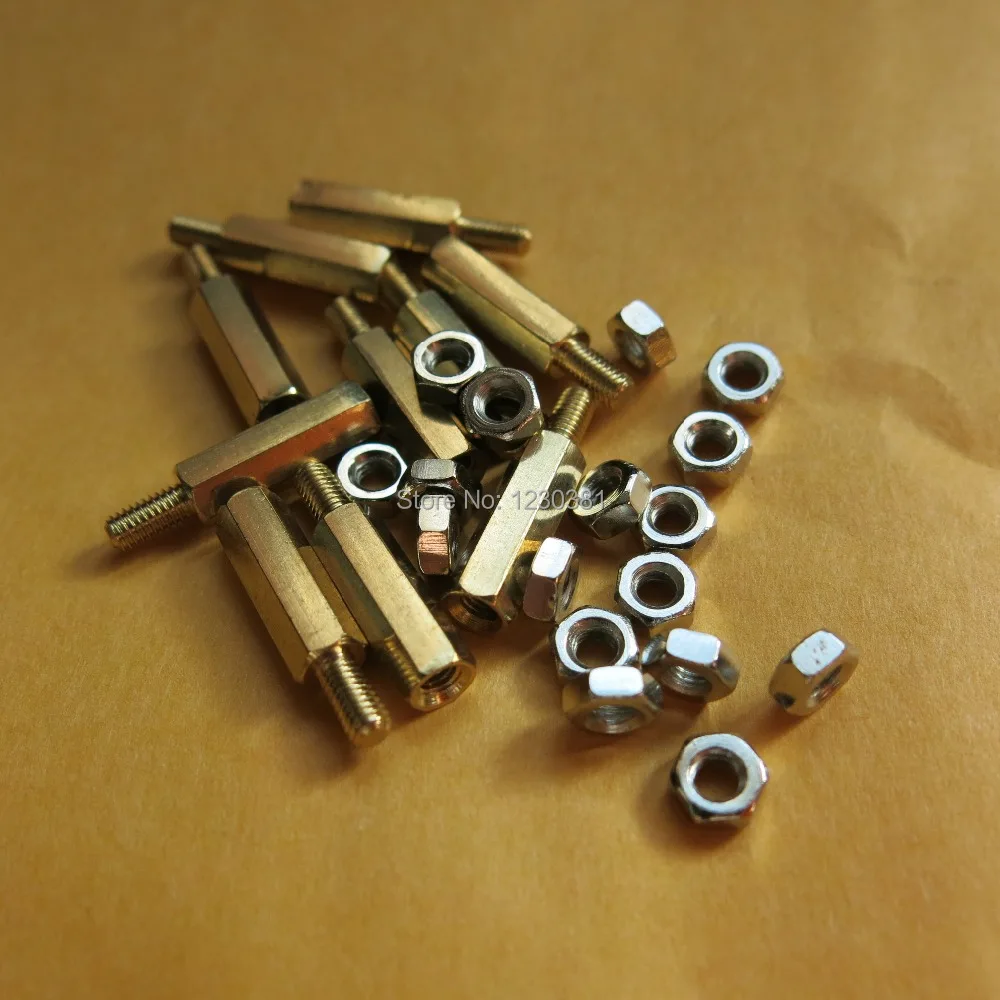 

50pcs M2.5 2.5mm Male-Female M2.5x10mm+6mm Brass Standoff Spacer abstandshalter abstandbolzen with Nuts