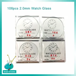 Wholesale 106pcs/set Round Flat Watch Glass 2.0mm 24mm to 50mm each size 2 pcs Mineral Crystal Watch Glass for watchmaker