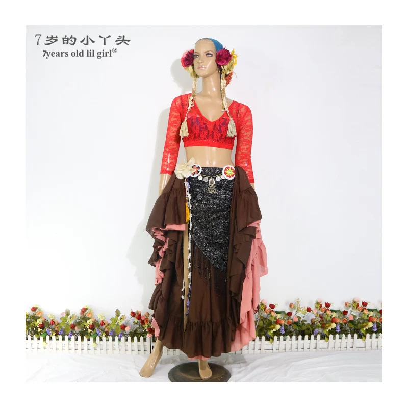 Belly Dance Top Ats Tribal ลูกไม้ Choli Drop ยาวเสื้อ \ \ \ \ \ \ \ \ \ \ \ \ \ \ \ \ \ 'S เครื่องแต่งกาย BNN16 20