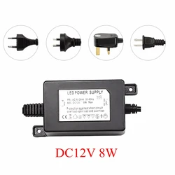 Controlador de fuente de alimentación de transformador para luz LED, impermeable IP67, DC12V, 8W, para exteriores o interiores, enchufe UE, EE. UU., Reino Unido, AU