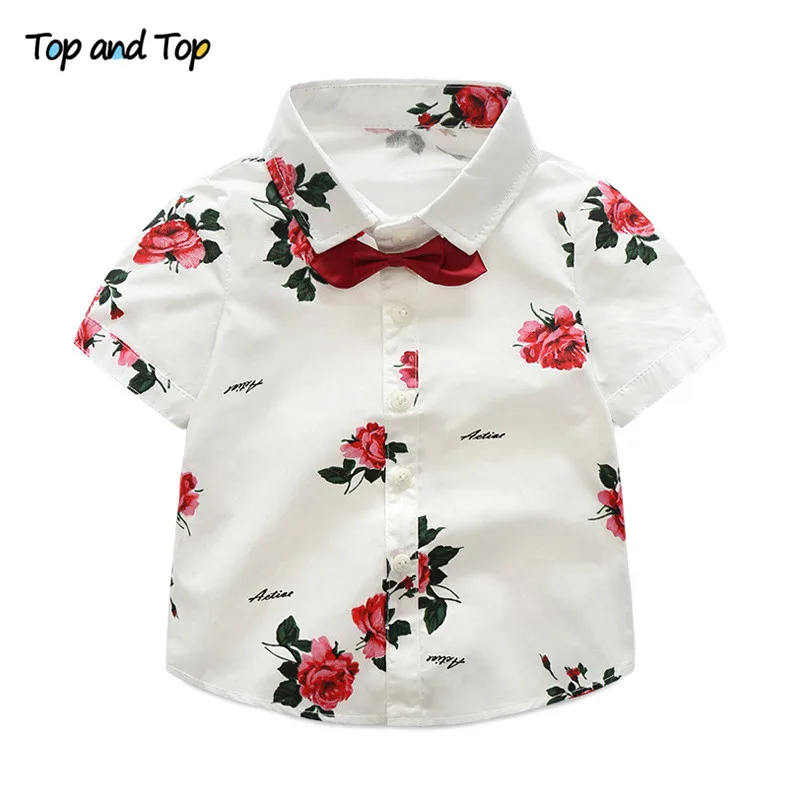 Top and Top boys clothing sets summer gentleman suits short sleeve shirt + shorts 2pcs kids clothes children clothing set