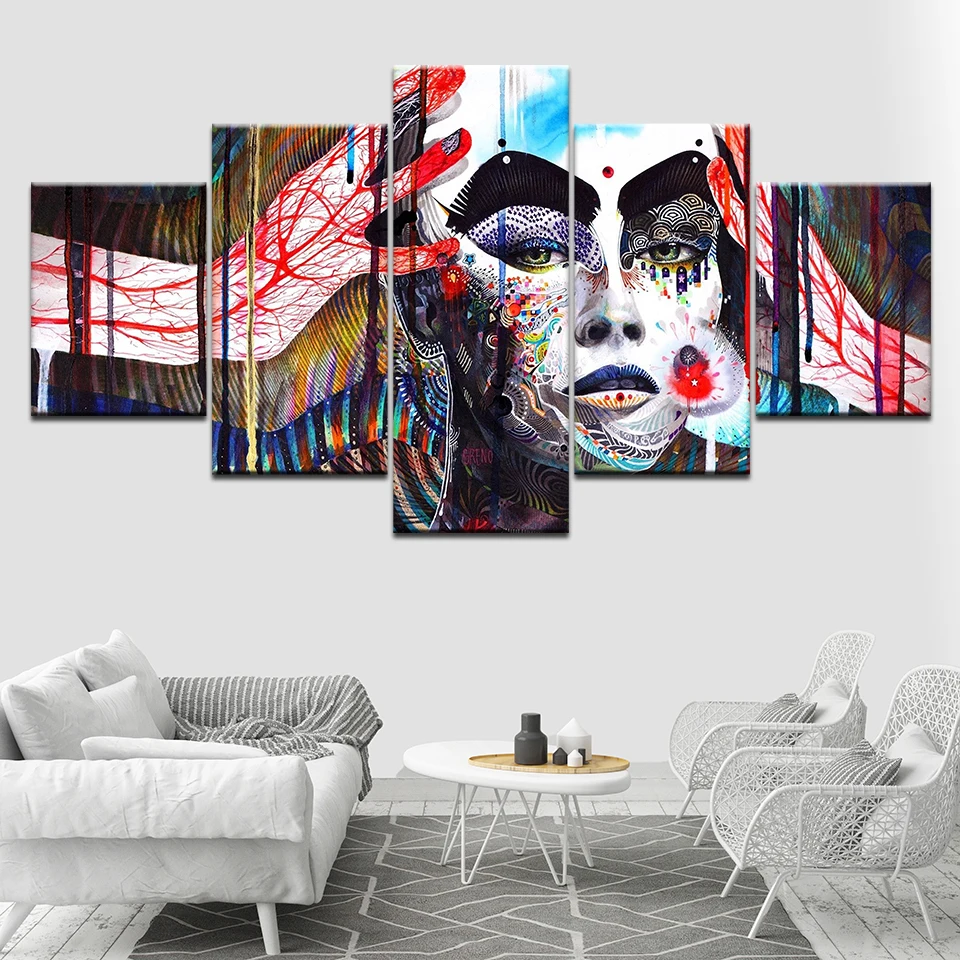 

Korean bold character 5 Piece HD Wallpapers Art Canvas Print modern Poster Modular art painting for living room Home Decor