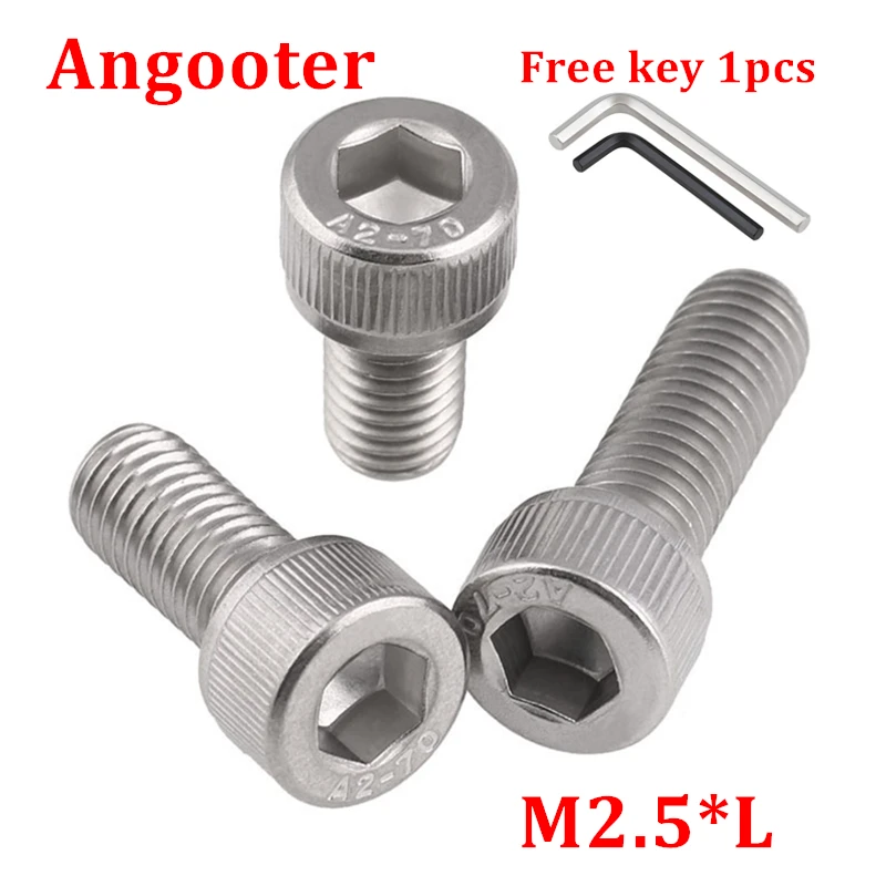 

100pcs DIN912 M2.5 Hexagon Socket Head Cap Screw Bolts 304 stainless steel hex allen socket head screw