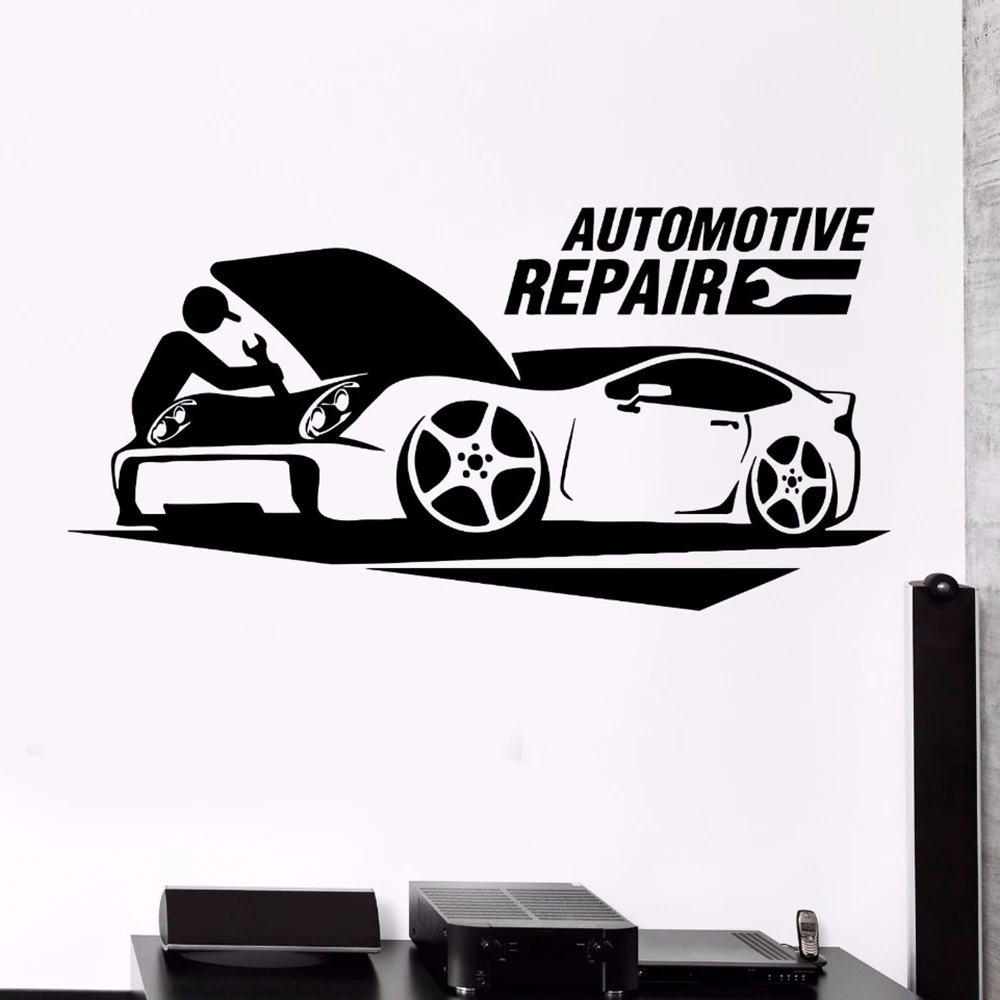 Car maintenance wall sticker Car Service removable vinyl Wall decal Garage Wall Decoration Automotive Repair Wall Decals G658