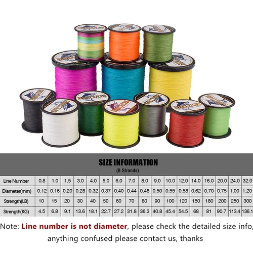 Imagen 2 del producto Línea de pesca Hercules trenzada de 8 hebras, 10-150LB, 300m, 500m, 1000m, hilo multifilamento de PE, línea de pesca de agua dulce súper fuerte