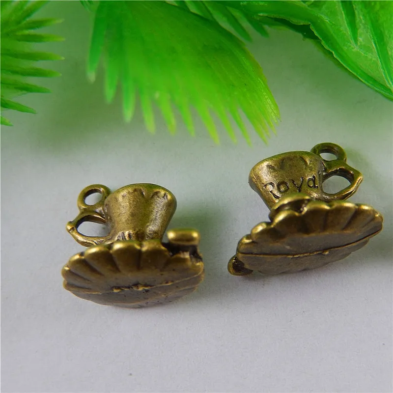 10pcs/pack Vintage Antique Bronze Alloy Coffee Cup Pot Bracelet Charms Necklace Pendants Handmade Craft Jewelry Findings 51042