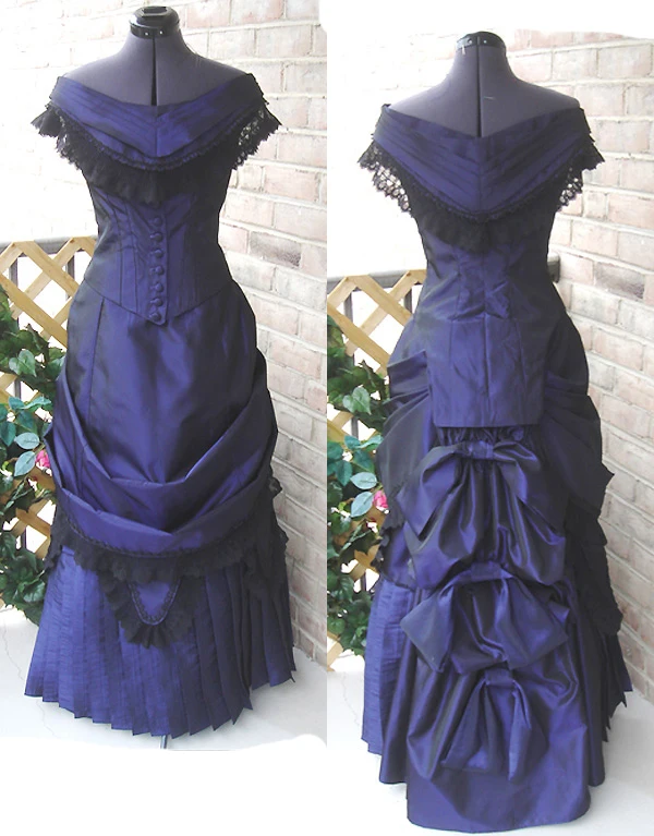 Victorian Dresses Victorian purple bustle dress Ball Gowns Reenactment theatre Costumes dress custom made