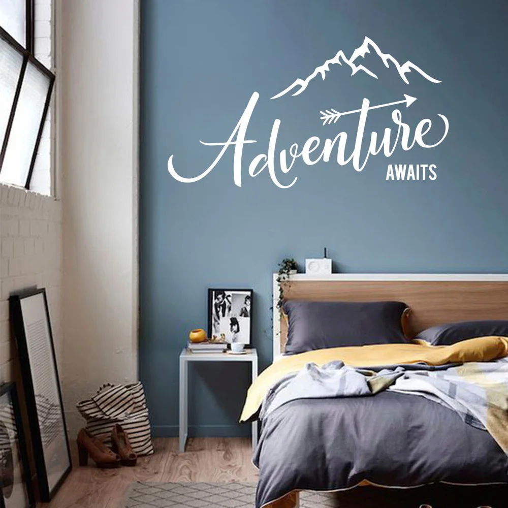 Przygoda zaczyna się od naklejki ścienne podróży naklejki ścienne góra podróż naklejki ścienne przygoda vinyl domu pokój sypialnia naklejka G50
